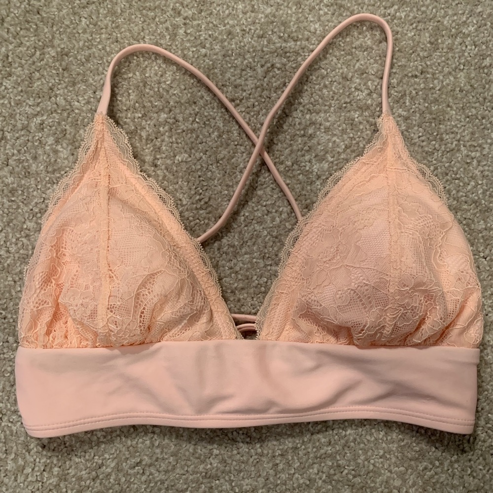 Pink lace bikini top